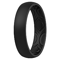 ThunderFit Women Breathable Air Grooves Silicone Wedding Bands Promise Rings 5.5mm Wide 1.8mm Thick - 1/4/8/12 Variety Multipack - Pack T (Size 6.5-7 (17.3mm))