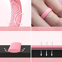 ThunderFit Women Breathable Air Grooves Silicone Wedding Bands Promise Rings 5.5mm Wide 1.8mm Thick - 1/4/8/12 Variety Multipack - Pack T (Size 6.5-7 (17.3mm))