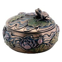 Frog Sitting on Lily Decoration Art Nouveau Design Jewelry Box