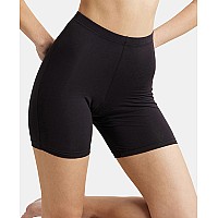 Jockey 1529 Womens High Coverage Super Combed Cotton Elastane Stretch Mid Waist Shorties with Concealed Waistband_Black_XL