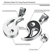 FIBO STEEL 2pcs Stainless Steel Yin Yang Pendant Necklace for Men Women Puzzle Couples Necklace,22 inches