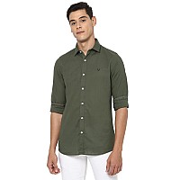 Allen Solly Men's Solid Slim Fit Shirt (ASSFWMOFG80292_Olive 39)