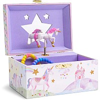 Jewelkeeper girls Musical Jewelry Storage Box with Spinning Unicorn, glitter Rainbow and Stars Design, The Beautiful Dreamer Tune