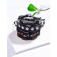 Yellow Chimes Bracelets for Men and Boys | Fashion Black Leather Bracelet Set for Men | Multi Layed Type Leather Bracelets for Men | Accessories Jewellery for Men Combo | Birthday