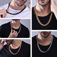 3mm 316L Stainless Steel Miami Cuban Chains Necklaces Hip Hop Punk Jewelry Black Short Curb Cuban Link Chain Necklace for Men & Women 18 inches