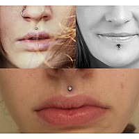 MODRSA 16g Lip Rings Labret Studs Tragus Earrings Forward Helix Cartilage Piercing Jewelry Flat Back Surgical Steel Opal Heart Clear Monroe Piercing Jewelry 6mm 1/4 inch