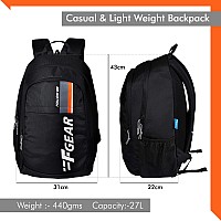 F Gear Circadian Blk 27L, Unisex Stylish Minimalist Trendy College School Tution Office Casual Travel Backpacks|Water-Resistant|Lightweight|Made In India|1 year warranty|Boys Girls Men Women Adults