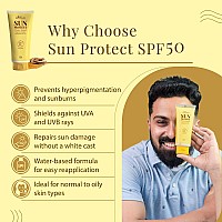 Satthwa Sun Protect SPF 50 With Broad Spectrum UVA/UVB Protection - Water Based Face & Body Sunscreen, No White Cast, Lightweight - Travel Size - 100ml