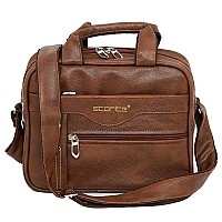 Storite 8 Inch Stylish Small PU Leather Sling Cross Body Travel Office One Side Shoulder Bag for Men Women (25 cm x 11 cm x 20 cm, Coffee Brown)