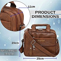 Storite 8 Inch Stylish Small PU Leather Sling Cross Body Travel Office One Side Shoulder Bag for Men Women (25 cm x 11 cm x 20 cm, Coffee Brown)