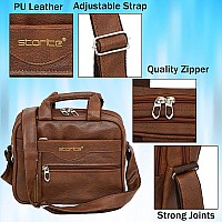 Storite 8 Inch Stylish Small PU Leather Sling Cross Body Travel Office One Side Shoulder Bag for Men Women (25 cm x 11 cm x 20 cm, Coffee Brown)