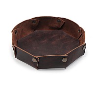 LONDO genuine Leather Round Tray Organizer - Practical Storage Box for Wallets, Watches, Keys, coins, cell Phones and Office Equipment (Brown)