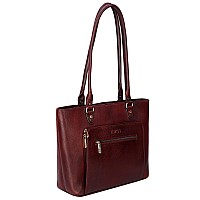 RICHSIGN LEATHER ACCESSORIES Full Grain Natural Leather Top Handle Satchel Shoulder & Handbags Of 14 Inch Laptop MacBook For Ladies Women Office Girls Collage Use Stylish Latest Branded (DARK-BROWN)