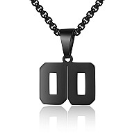 Number Necklace for Boy Black Athletes Jersey Number Stainless Steel Chain 00-99 Number Charm Pendant Personalized Sports Jewelry for Men Basketball Baseball Football Gift, Stainless Steel, not know