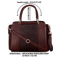 RICHSIGN LEATHER ACCESSORIES Womens Full-Grain Natural Cro Leather Top-Handle Satchel Tote Handbags (Cherry Brown)