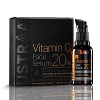 Ustraa 20% Vitamin C Face Serum, 30ml with Hyaluronic Acid & 20% Vitamin C in the Purest form, Anti-Aging, Fights Dark Spots, Radiant Skin, Brightening, Hydration