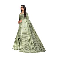 RATAN Pure Cotton Print + Embroidery Mul Mul Saree for Women (PSTAR-9002_Green)