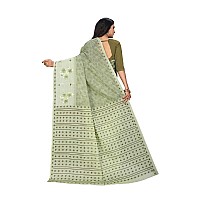 RATAN Pure Cotton Print + Embroidery Mul Mul Saree for Women (PSTAR-9002_Green)