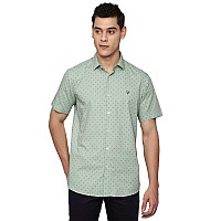 Allen Solly Men's Printed Straight Regular Fit Shirt (Asshqspf741597_Green 39)