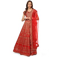 BIBA WOMEN PRINTED FLARED SALWAR KURTA DUPATTA(SKDFESTIVE 8367_TOMATO RED_36)