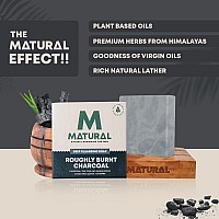 Matural All Natural Handmade Bar Soap For Men, Roughly Burnt Charcoal With Goodness Of Charcoal, Tea Tree And Sandalwood - 120 Gm (Pack Of 3)