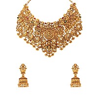 Yellow Chimes Jewellery Set for Women Gold Plated Beads Drop Designed Bridal Choker Necklace Set for Women and Girls