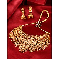 Yellow Chimes Jewellery Set for Women Gold Plated Beads Drop Designed Bridal Choker Necklace Set for Women and Girls