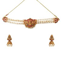 Yellow Chimes Jewellery Set for Women Gold Plated Beads Drop Designed Bridal Choker Necklace Set for Women and Girls (Style-6)