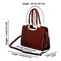 RICHSIGN LEATHER ACCESSORIES Full-Grain Natural Cro Leather Ladies Handbag & Shoulder Sling Tote Bags For Women Branded Latest Stylish..Size- L-12 X H-9 x W- 5 Inch (CHERRY BROWN)