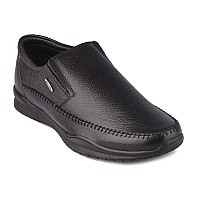 Red Chief Black Leather Formal Slip on Shoes for Men