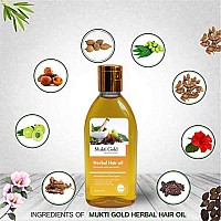 Axiom Mukti Gold Herbal Hair Oil - 200mL | Helps to prevent Hairfall & Dandruff | Enriched with the Ingredients of Almond, Rose, Neem, Lemon | 100% Natural Herbal Hair Oil | Certified Product