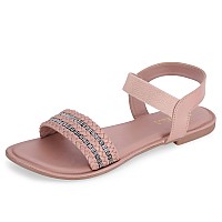 FORVELA Women's Flat Casual Stylish Fashion Sandal | Ethnic Footwear | Flat Sandal for women & Girls | Ladies Chappal (PEACH, numeric_6)