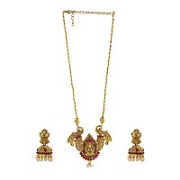 Gehena By Estele Gold Tone Traditional Lakshmi Devi Designer Necklace Set For Women's