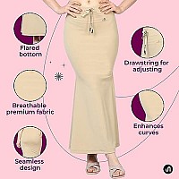 Bodyband Saree Shapewear For Womens Beige Shapewear Petticoat For Womens Smooth Curve Peticote Innerwear For Womens Saree In Party Saree Shaper For Womens, Ladies - (Beige - 3Xl) - Polyester