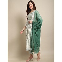 Amayra Women's Nayra Cut Embroidered Kurta with Pant and Dupatta Set(TCK485,XXL) Green