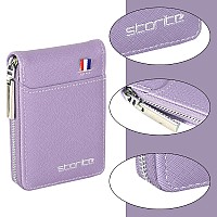 Storite PU Leather 9 Slot Vertical Credit Debit Card Holder Money Wallet Zipper Coin Purse for Men Women - Lightpurple (11.5 x 2 x 8 cm)