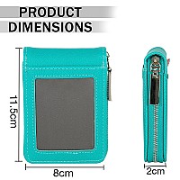 Storite PU Leather 9 Slot Vertical Credit Debit Card Holder Money Wallet Zipper Coin Purse for Men Women -Turquoise Green (11.5 x 2 x 8 cm)