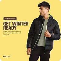 Boldfit Mens Padded Jacket (BomberJacketL-502_Black Charcoal