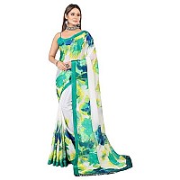 rangita Women Abstract Printed Designer chiffon Saree With Blouse Piece -Mint Green