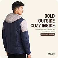 Boldfit Mens Polyester Standard Length Padded Jacket (BomberJacket505 Medium_Bluegrey)