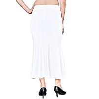 Bureaucrat Saree Shapewear Petticoat for Women Cotton Blended Lycra Shaper Peticoat with Elastic & Lace (naada) Long Under Skirt Shape wear Dress Satin Sari Beige Fishcut Wrinkle Free (XL, White)