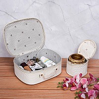 Kuber Industries Jewellery Kit | Cosmetic Storage Box | Travel Pouch | Jewellery Box for Women | Jewellery Make up Organizer | 5 Different Pouch | Dot Vanity Pouch | White