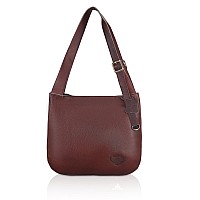 HYATT Leather Accessories Full-Grain Leather Top-Handle satchels Tote Handbags & Shoulder Sling Bags For Women Office Branded Size- L-14.7 X H-13 x W- 3 Inch (BROWN)