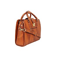 LV Top Grain Leather Laptop Shoulder Messenger 16 Inch Bag For Men Office Use | Laptop Compartment | Size L16 x H 12 x W 6.5 | 26 Liters Capacity | Weight-1500 Gram | (Tan)