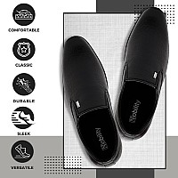 NOBILITY by Action Faux Leather Black Formal Slip-On Shoes for Men | Comfortable Walking and Classic Design | Breathable | Slip Resistant |8 UK