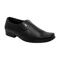 NOBILITY by Action Faux Leather Black Formal Slip On Shoes for Men | Comfortable Walking | Classic Design | Breathable | Slip Resistant |8 UK