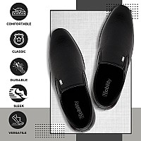 NOBILITY by Action Faux Leather Black Formal Slip On Shoes for Men | Comfortable Walking | Classic Design | Breathable | Slip Resistant |8 UK