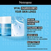 Neutrogena Hydro Boost Hyaluronic Acid Face Moisturizer 50ml | 24 hours long lasting Hydration | Oil free non sticky light water gel fast absorbing| Daily use | All Skin Types | For Men & Women 50g