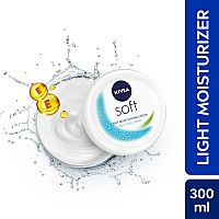 NIVEA Soft Light Moisturizer, 300 ml, for Face, Hand & Body, Non-Greasy Cream with Vitamin E & Jojoba Oil for Instant Hydration