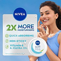 NIVEA Soft Light Moisturizer, 300 ml, for Face, Hand & Body, Non-Greasy Cream with Vitamin E & Jojoba Oil for Instant Hydration